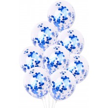 White Confetti Balloon With Blue Sequins -Set of 30
