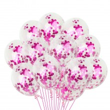 White Confetti Balloon With Pink Sequins -Set of 30