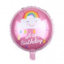 Pink Rainbow Happy Birthday Round 18" Foil Balloon