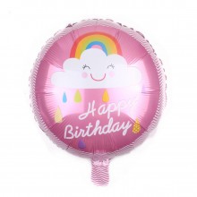 Pink Rainbow Happy Birthday Round 18" Foil Balloon