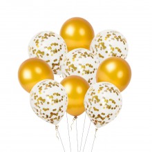 Golden Metallic Balloon with Golden Confetti Balloon Set