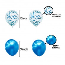 Blue Metallic Balloon with Blue Confetti Balloon Set