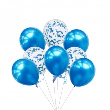 Blue Metallic Balloon with Blue Confetti Balloon Set