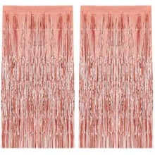 Rose Gold Foil Fringe Curtain (Set of 2)