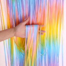 Pastel Rainbow Foil Fringe Curtain (Set of 2)