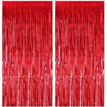 Red Foil Curtain (Set of 2)