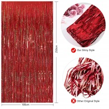 Red Foil Fringe Curtain (Set of 2)