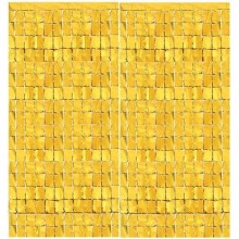 Square Foil Curtain (Gold, Set of 2)
