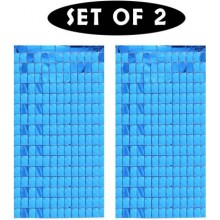 Square Foil Curtain (Blue, Set of 2)