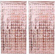 Square Foil Curtain (Rose Gold, Set of 2)