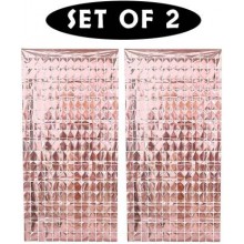 Square Foil Curtain (Rose Gold, Set of 2)