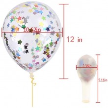 Confetti Balloon With Mutli-Colour Star Sequins -Set of 30