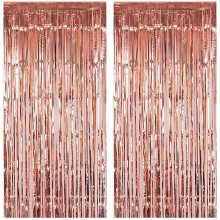 Rose Gold Foil Fringe Curtain (Set of 2)