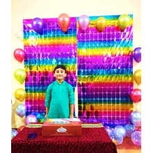 Square Foil Curtain (Rainbow, Set of 2)