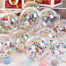 White Confetti Balloon With Mutli-Colourful Sequins -Set of 30
