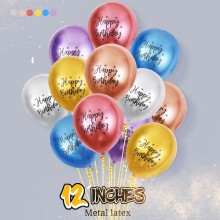 Happy Birthday Printed Glossy Chrome Balloon (Set of 30)