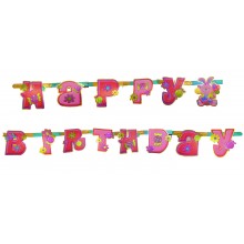 Happy Birthday Glitter Banner-Pink