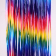 Dark Rainbow Foil Fringe Curtain (Set of 2)
