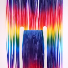 Dark Rainbow Foil Fringe Curtain (Set of 2)