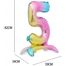 Standing Rainbow Number Foil Balloon