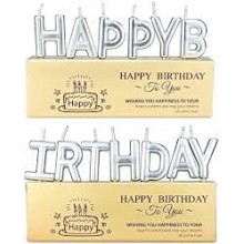 Silver Color Happy Birthday Letters Candle
