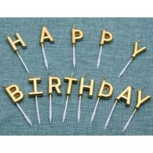 Happy Birthday Letters Candle - Gold