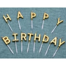 Happy Birthday Letters Candle - Gold