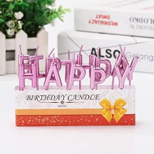 Happy Birthday Letters Candle - Metallic Pink