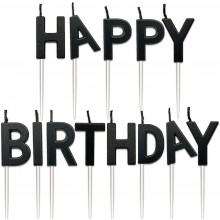 Happy Birthday Letters Candle - Black