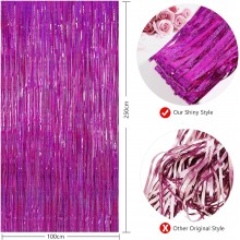  LIAJIUAH Iridescent Laser Purple Foil Fringe Curtain