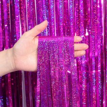 Laser Purple Foil Fringe Curtains (Set of 2)
