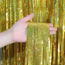 Laser Gold Foil Fringe Curtains (Set of 2)