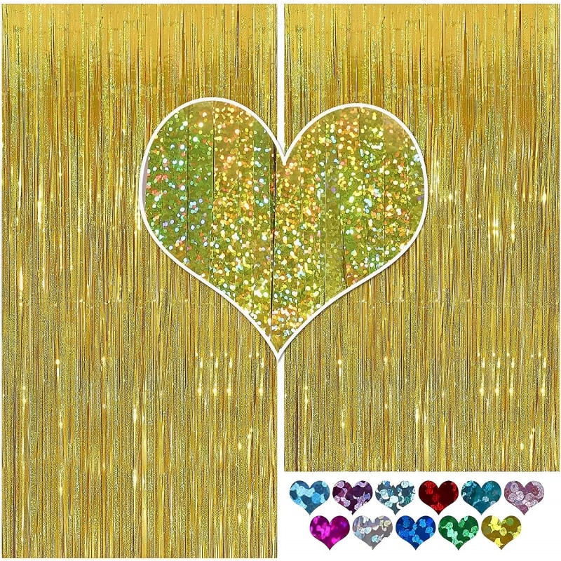 Laser gold Foil Fringe Curtains (Set of 2)