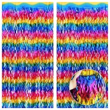 Rainbow Gradient Wave Fringe Curtain(Set of 2)