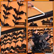 Black Bat Halloween Curtains (Set of 2)