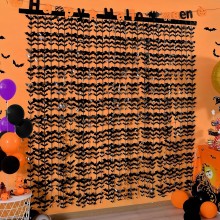 Black Bat Halloween Curtains (Set of 2)