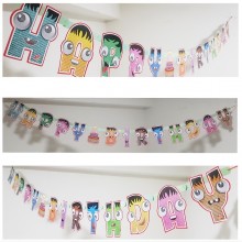 Cute Monster Glitter Birthday Banner