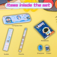 6-in-1 Cartoon Themed Stationery Set