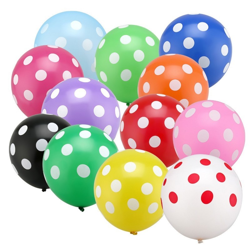 24 Multi-colour Large Polka Balloons