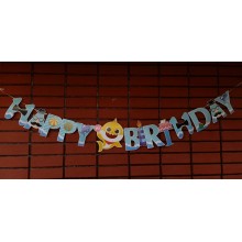 Baby Shark Happy Birthday Banner Yellow