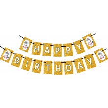 Unicorn Golden Happy Birthday Banner