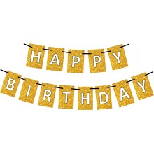 Unicorn Golden Happy Birthday Banner