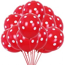 24 Red-colour Large Polka Balloons