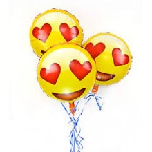 Smiley Emoji Foil Balloon - Hearts