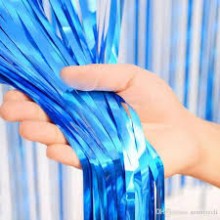 Blue Foil Fringe Curtain (Set of 2)