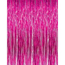 Pink Foil Fringe Curtain (Set of 2)