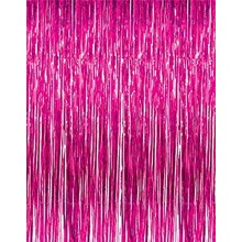 Pink Foil Fringe Curtain (Set of 2)